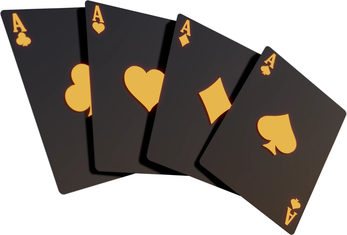 black ace cards vertically spread